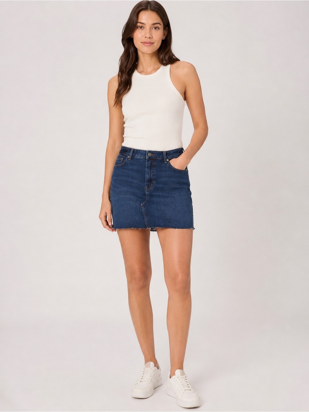 Banana Republic Denim Mini Skirt Dark Wash Raw Hem – XL NWT